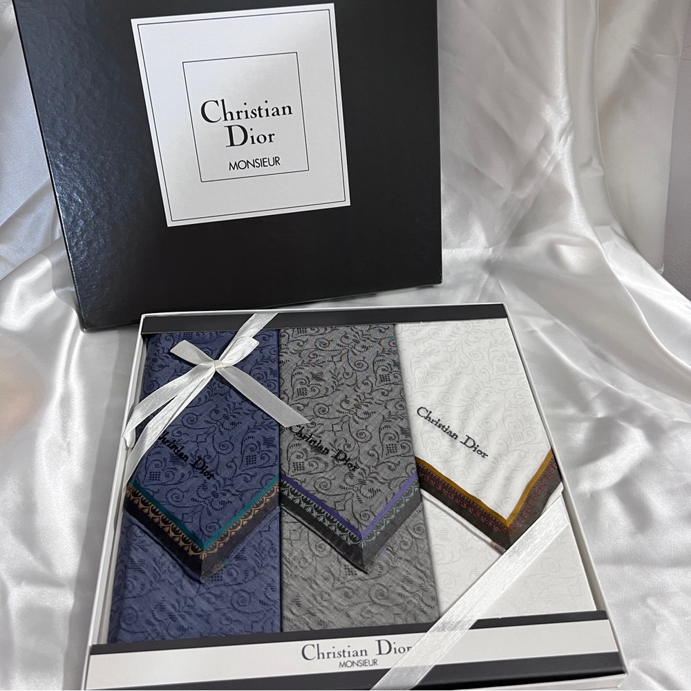 Dior Men's Handkerchief Set - Blue, Gray, White